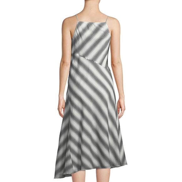 Theory Women's Size 8 Black & White Spaghetti Strap Striped Summer Athens Dress - Picture 2 of 12